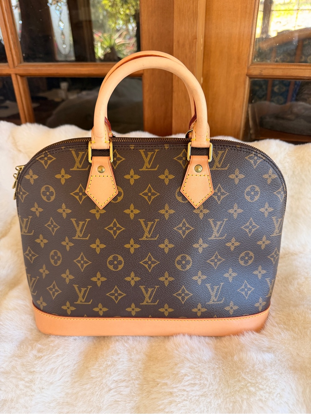 Louis Vuitton Alma PM Monogram Canvas Top Handle Satchel Handbag Authentic